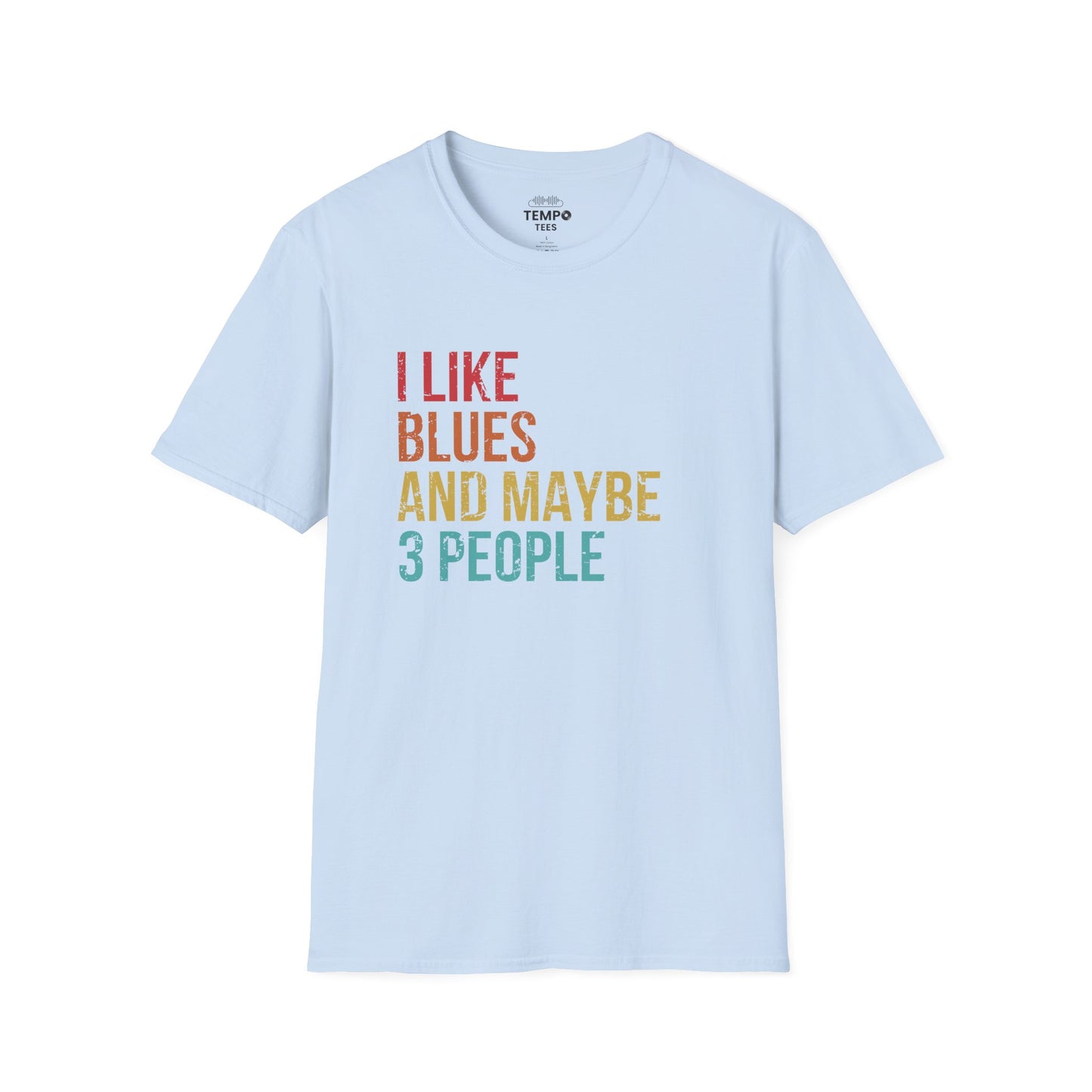 I Like Blues and Maybe 3 People Tee 🎸 Funny Introvert Blues Shirt - Retro Design