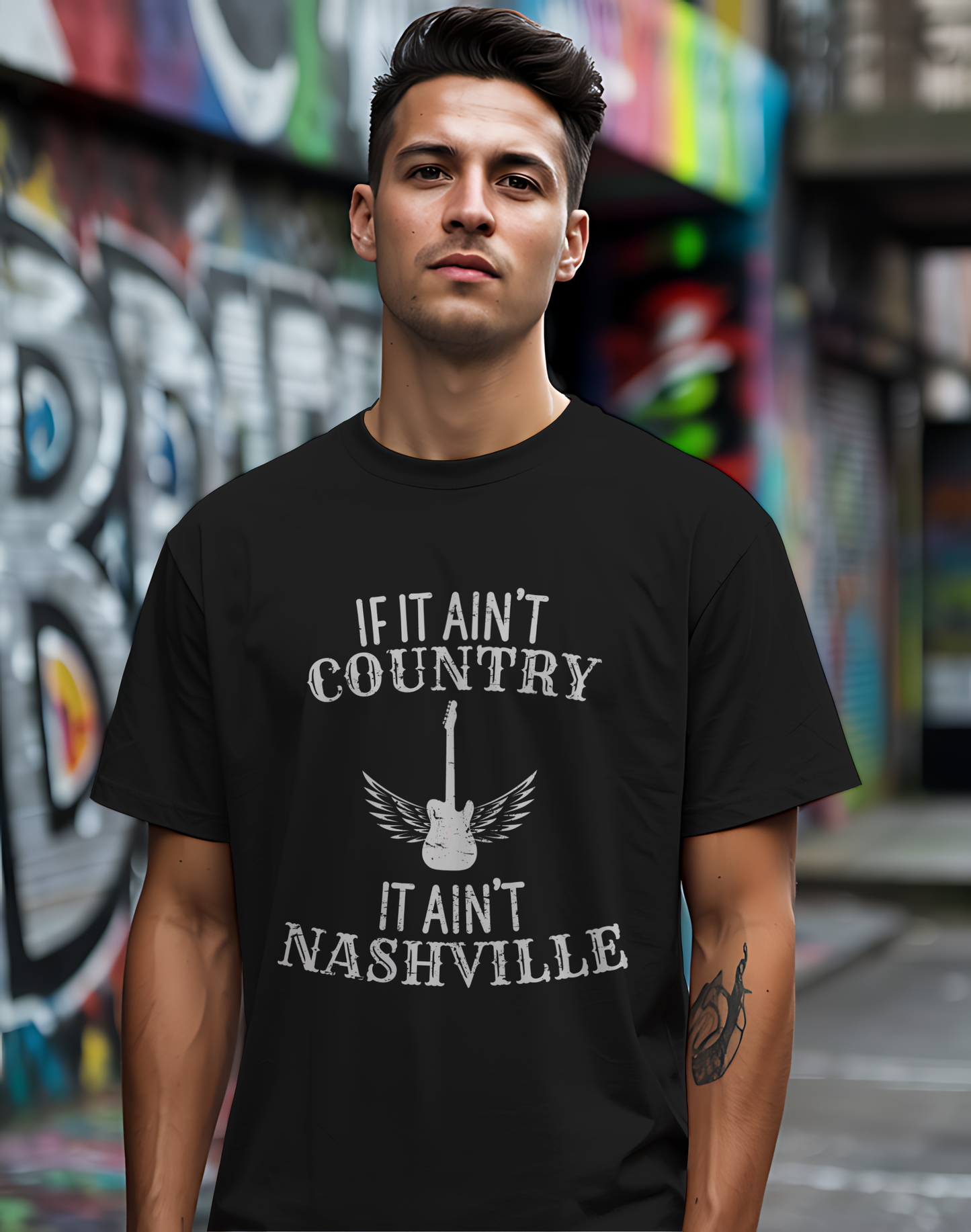 Country Nashville Tee 🎸 Wings Funny Music City Shirt