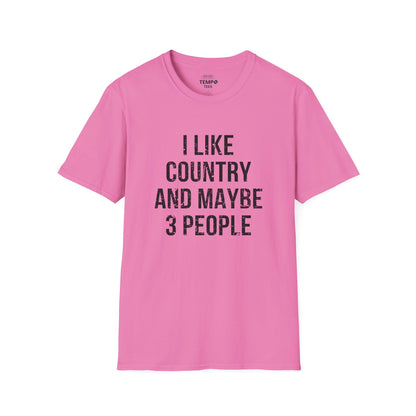 I Like Country and Maybe 3 People Tee 🤠 Bold Introvert Country Shirt - Distressed Design