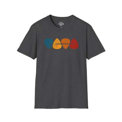 Colorful Guitar Picks Tee 🎸 Minimalist Guitarist Shirt - Music Lover Gift