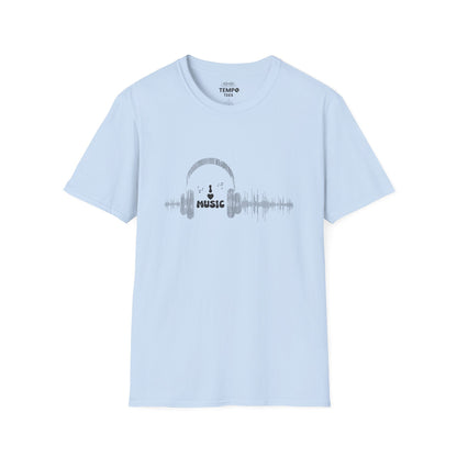 Headphones & Soundwave Tee 🎧 Minimalist Music Shirt - Audiophile Gift