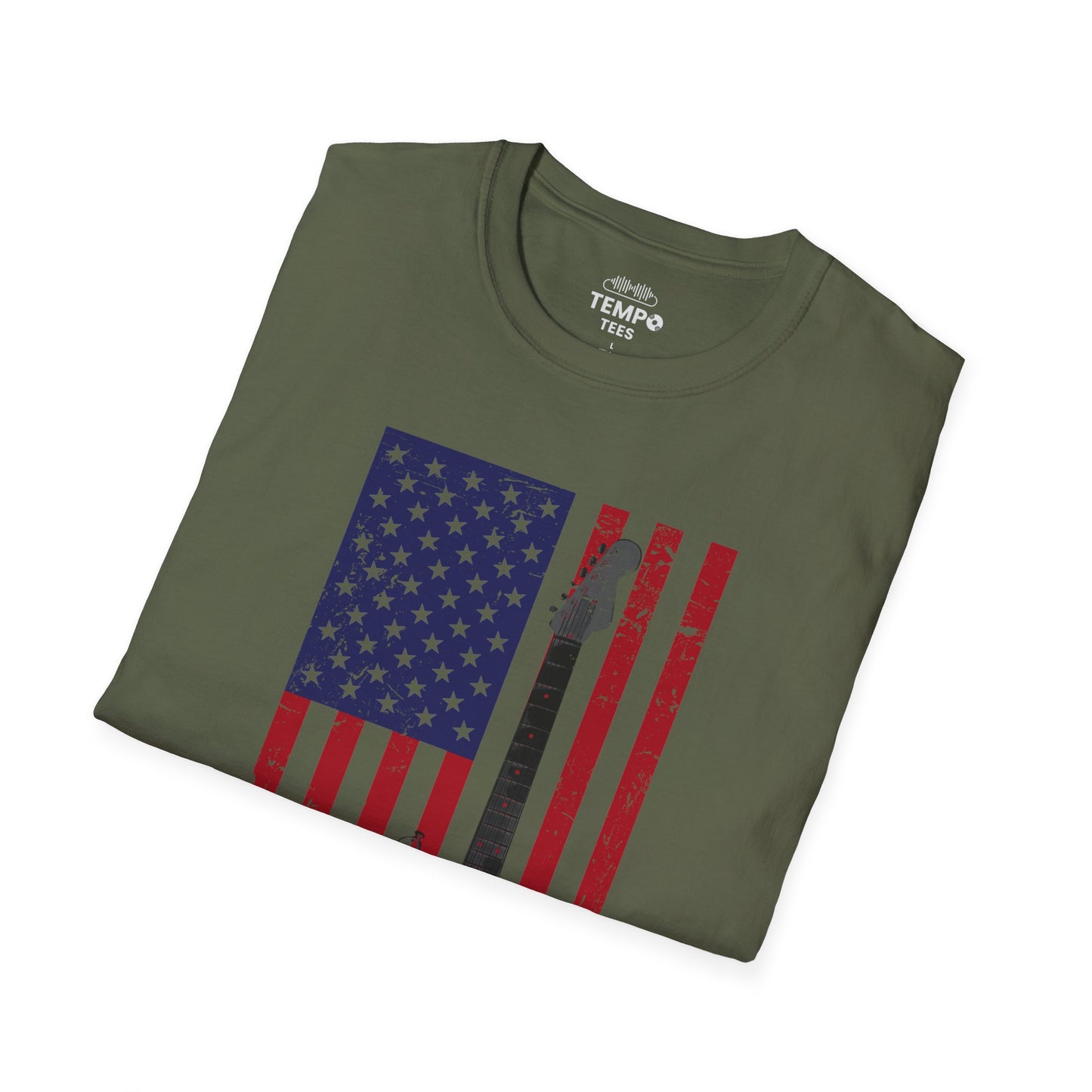 American Flag Guitar Tee 🎸 Patriotic Music Shirt - USA Guitarist Gift