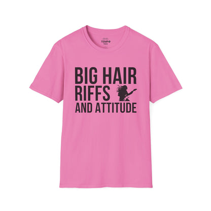 Big Hair Riffs And Attitude Tee 🎸 80s Rock Music Shirt