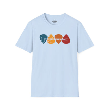 Colorful Guitar Picks Tee 🎸 Minimalist Guitarist Shirt - Music Lover Gift