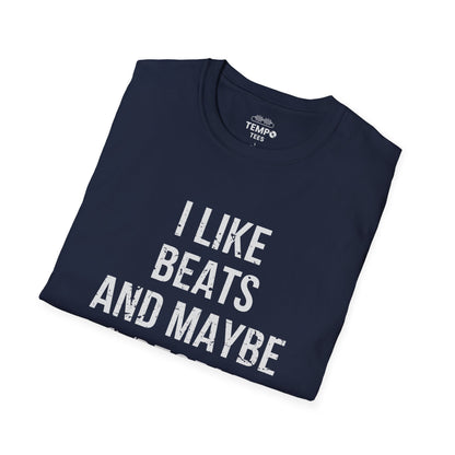 I Like Beats and Maybe 3 People Tee 🎧 Bold Hip Hop Music Shirt