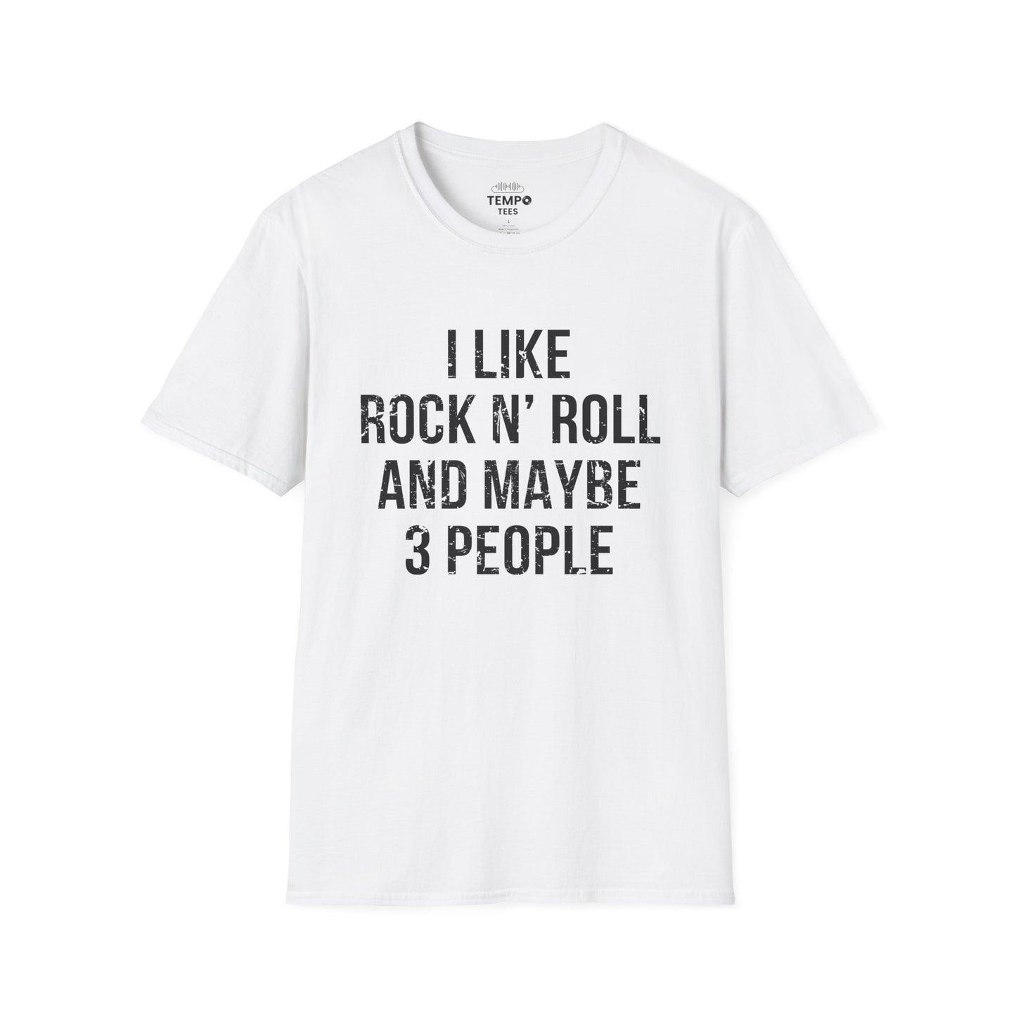 I Like Rock N' Roll and Maybe 3 People Tee 🎸 Bold Introverted Rock Shirt - Distressed Design