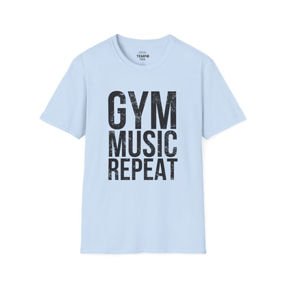 Gym Music Repeat Tee 🏋️‍♂️ Fitness Motivation Shirt