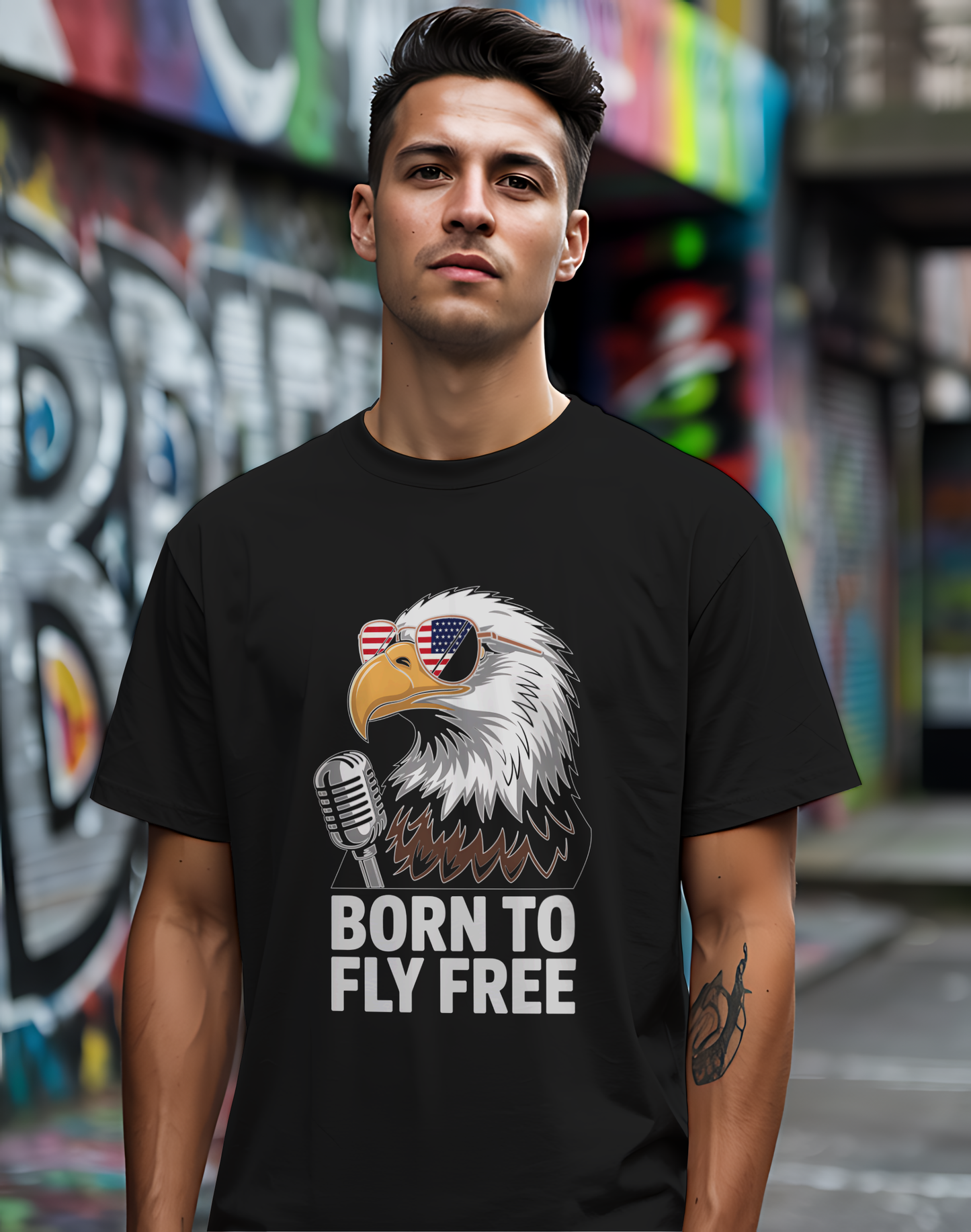 Born to Fly Free Tee 🦅 Patriotic 4th of July Eagle Music Shirt