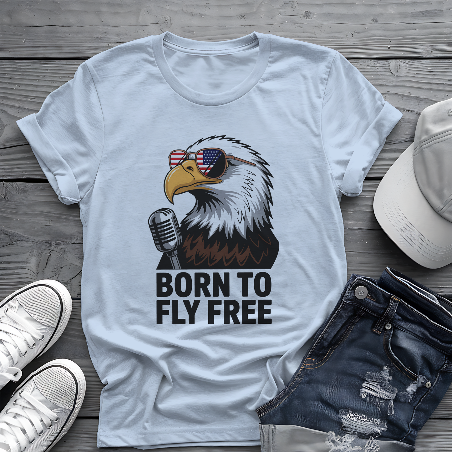 Born to Fly Free Tee 🦅 Patriotic 4th of July Eagle Music Shirt