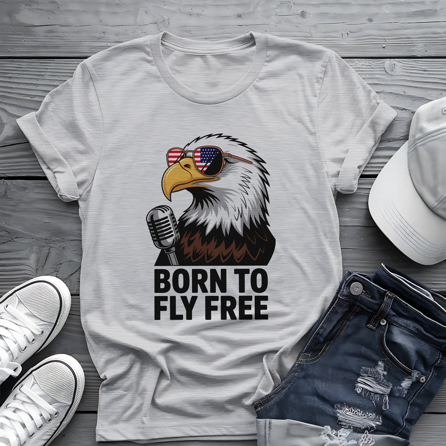 Born to Fly Free Tee 🦅 Patriotic 4th of July Eagle Music Shirt