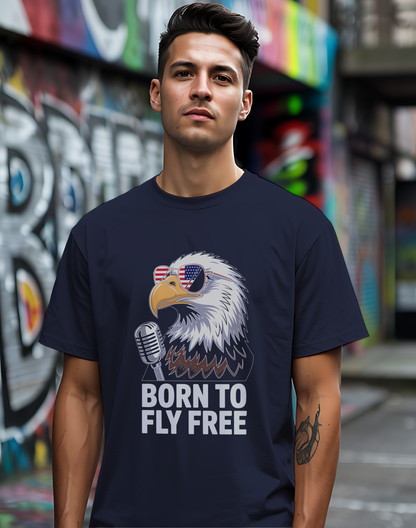Born to Fly Free Tee 🦅 Patriotic 4th of July Eagle Music Shirt