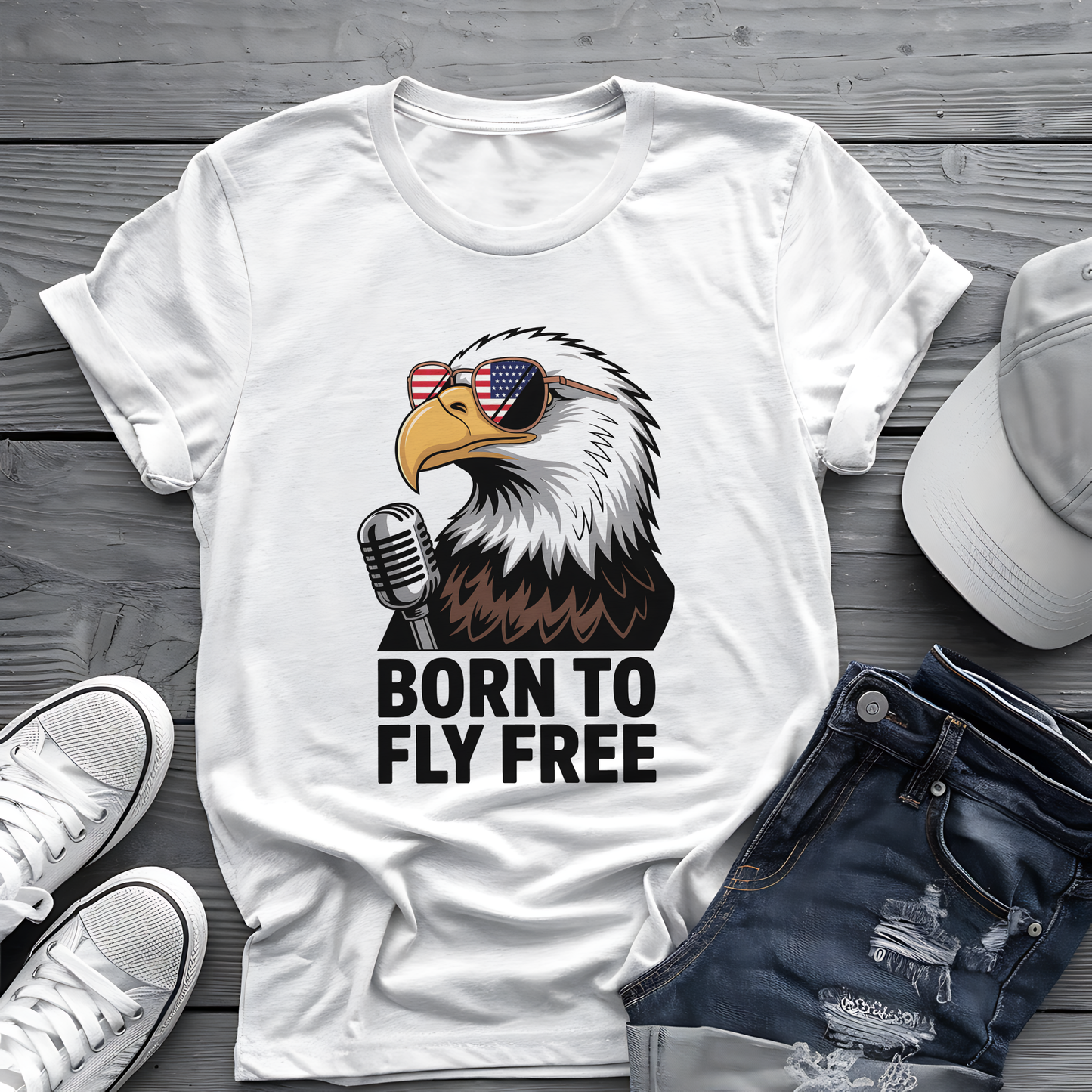 Born to Fly Free Tee 🦅 Patriotic 4th of July Eagle Music Shirt