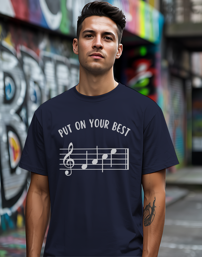 Put On Your Best FACE Tee 🎶 Musical Notes Shirt - Motivational Musician Gift