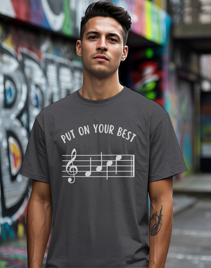 Put On Your Best FACE Tee 🎶 Musical Notes Shirt - Motivational Musician Gift