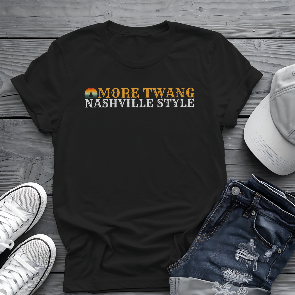 Nashville Twang Tee 🎸 Sunset Guitar - Funny Country Music Shirt