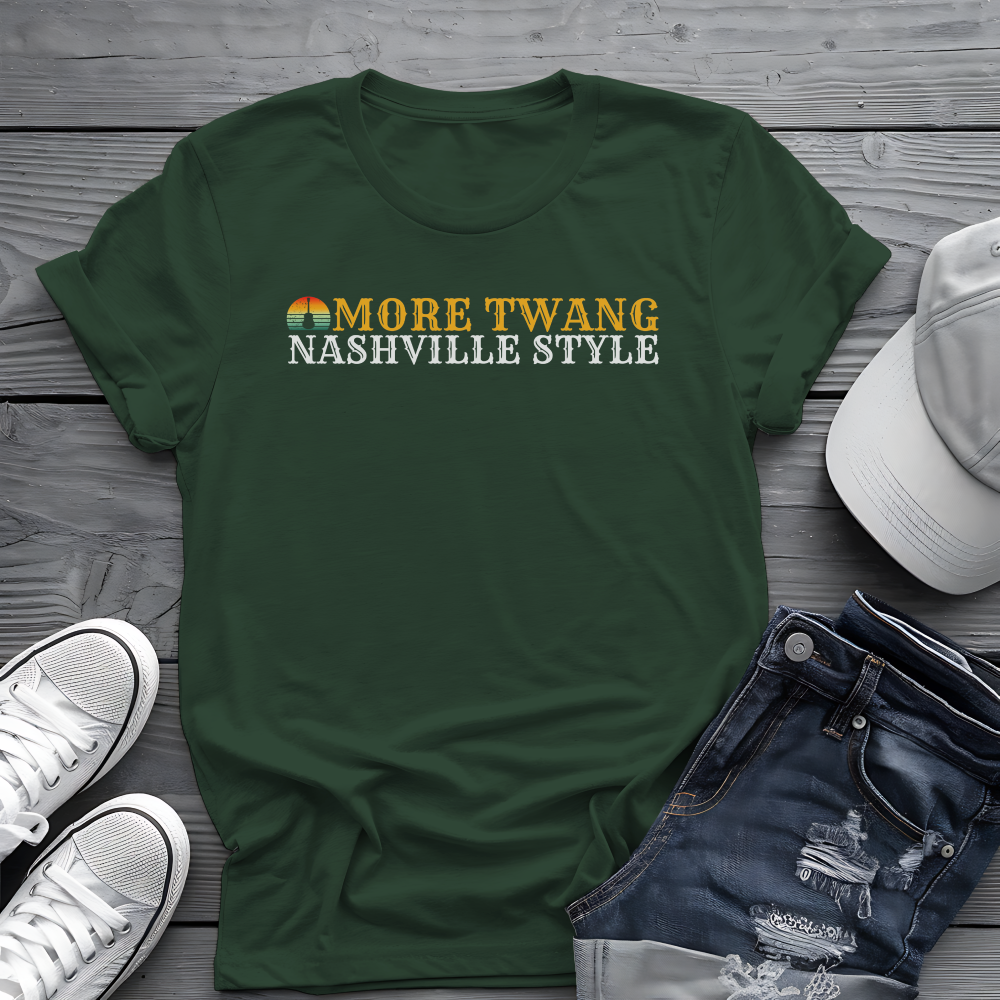 Nashville Twang Tee 🎸 Sunset Guitar - Funny Country Music Shirt