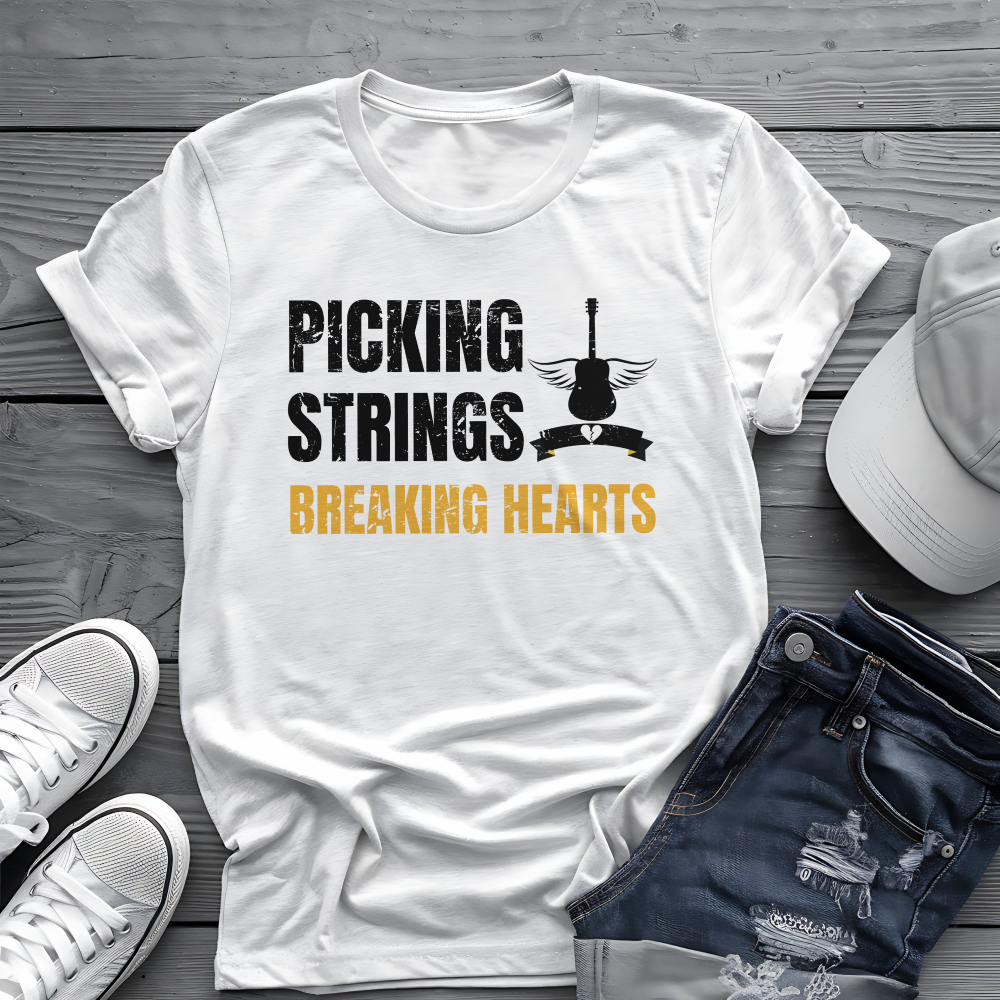 Picking Strings Tee 🎸 Wings Funny Music Shirt