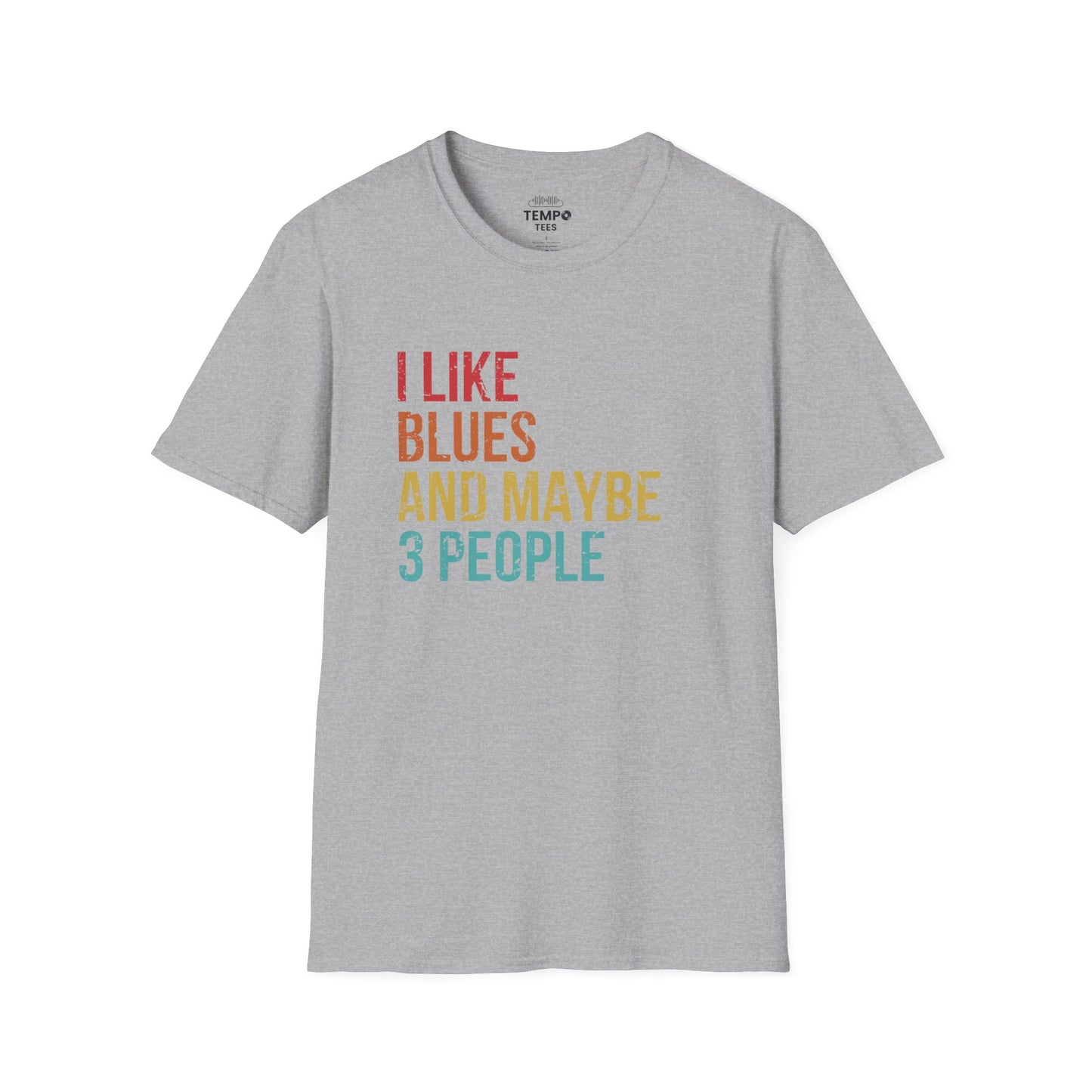 I Like Blues and Maybe 3 People Tee 🎸 Funny Introvert Blues Shirt - Retro Design