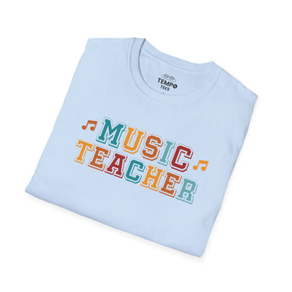 Retro Music Teacher Tee 🎶 Colorful Educator Shirt - Music Appreciation Gift