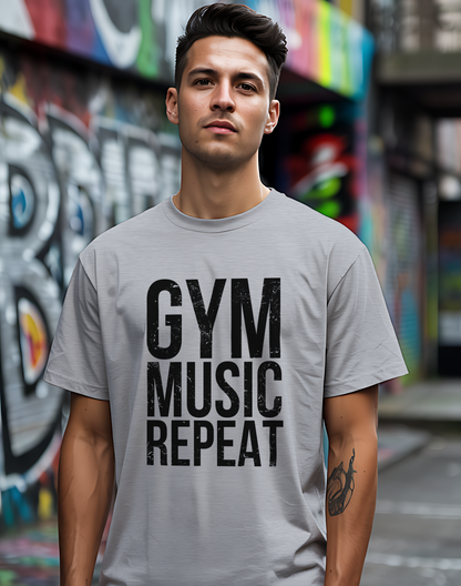 Gym Music Repeat Tee 🏋️‍♂️ Fitness Motivation Shirt
