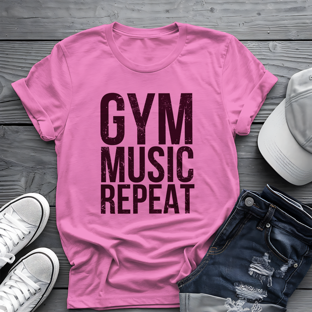 Gym Music Repeat Tee 🏋️‍♂️ Fitness Motivation Shirt