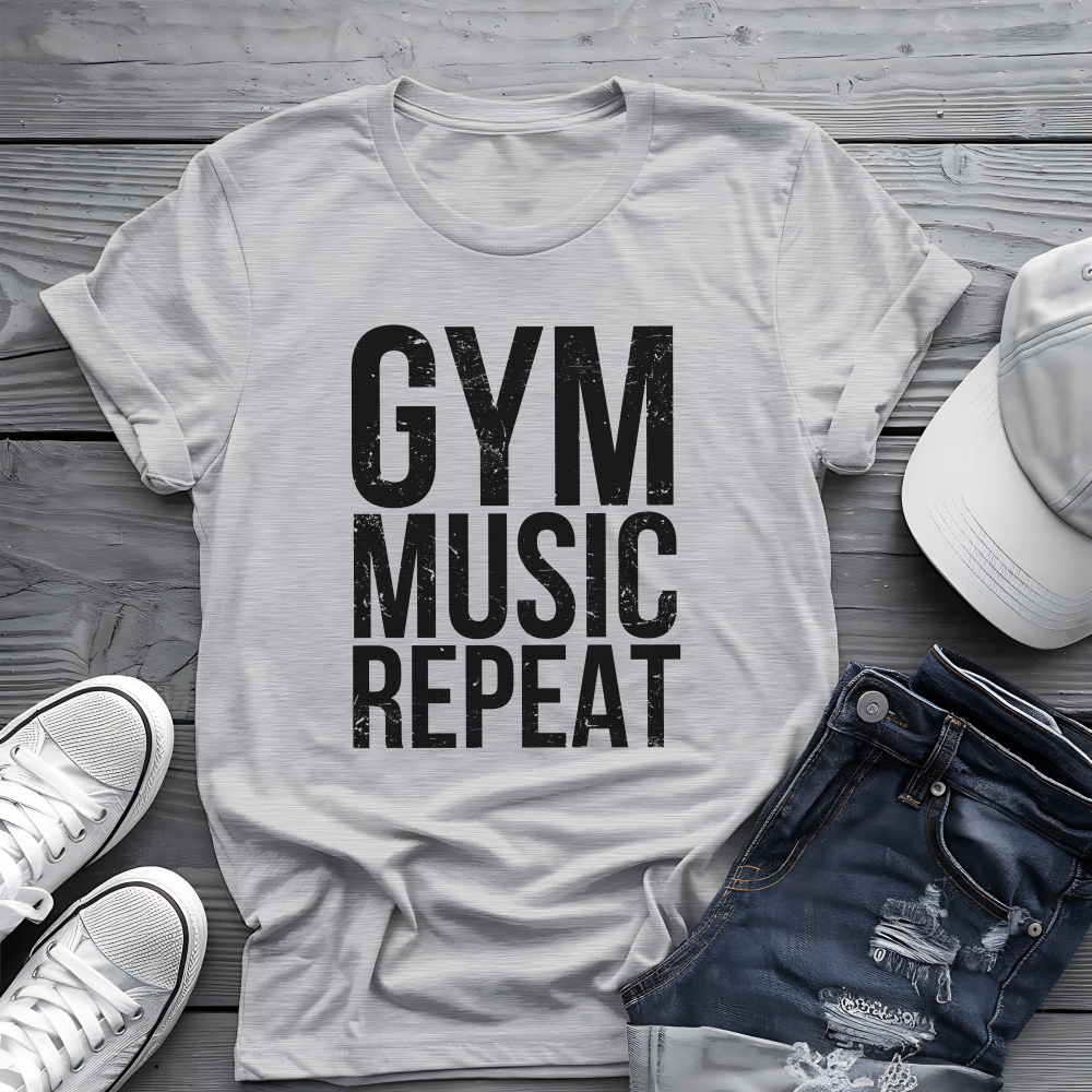 Gym Music Repeat Tee 🏋️‍♂️ Fitness Motivation Shirt