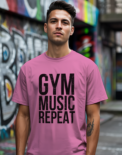 Gym Music Repeat Tee 🏋️‍♂️ Fitness Motivation Shirt