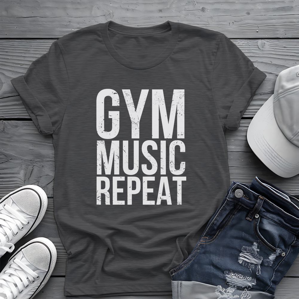 Gym Music Repeat Tee 🏋️‍♂️ Fitness Motivation Shirt