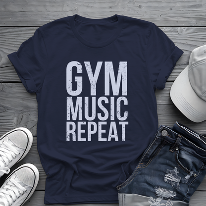 Gym Music Repeat Tee 🏋️‍♂️ Fitness Motivation Shirt