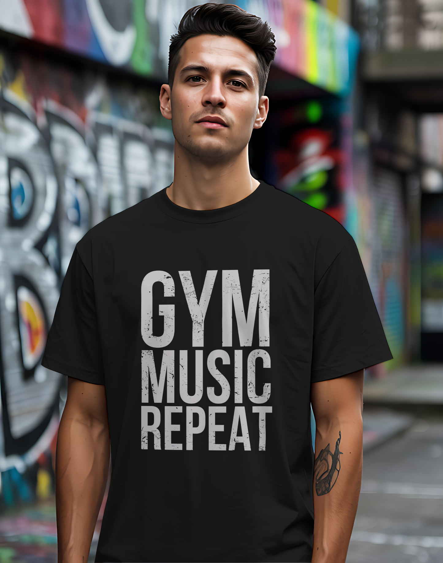 Gym Music Repeat Tee 🏋️‍♂️ Fitness Motivation Shirt