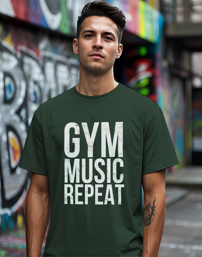 Gym Music Repeat Tee 🏋️‍♂️ Fitness Motivation Shirt