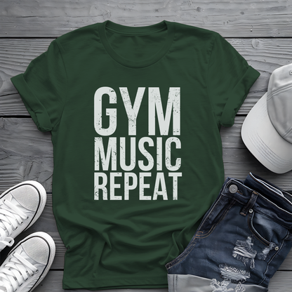 Gym Music Repeat Tee 🏋️‍♂️ Fitness Motivation Shirt