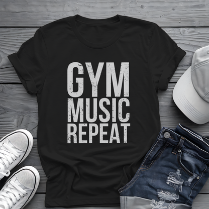 Gym Music Repeat Tee 🏋️‍♂️ Fitness Motivation Shirt