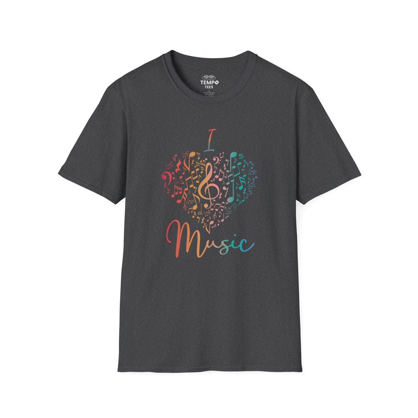 I Love Music Tee 🎶 Colorful Note Heart Shirt - Music Lover Gift