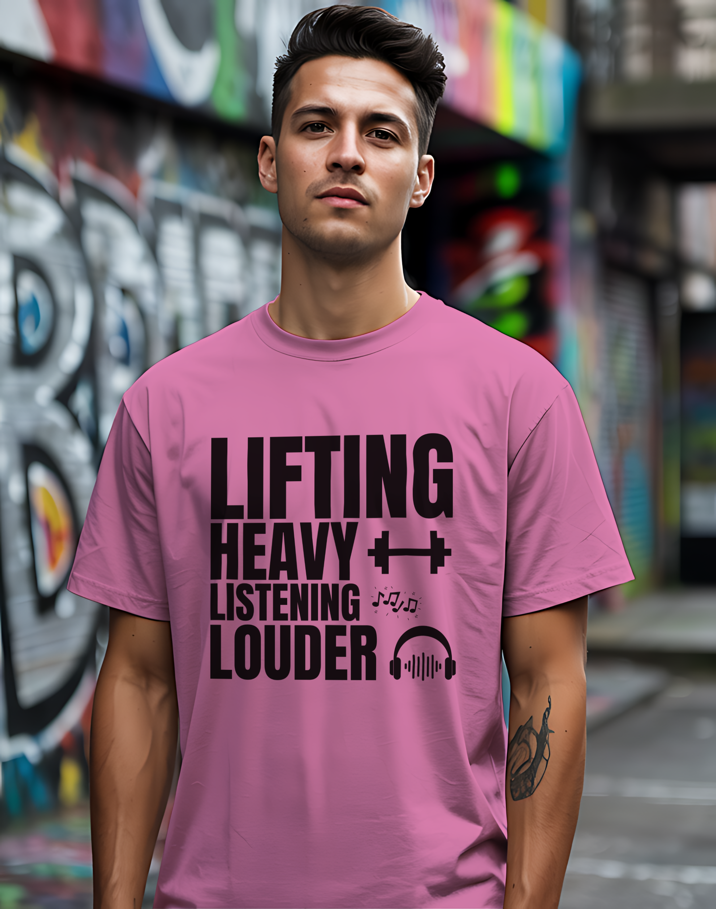 Lifting Heavy Listening Louder Tee 🏋️‍♂️ Music Workout Shirt