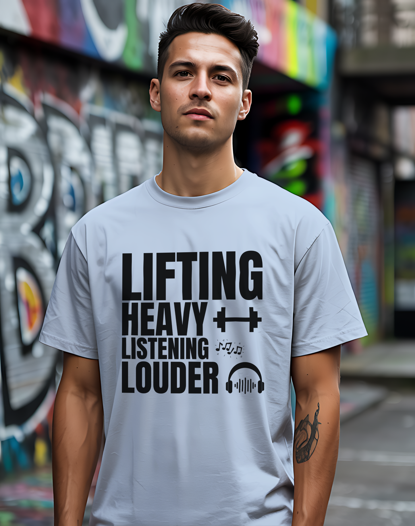 Lifting Heavy Listening Louder Tee 🏋️‍♂️ Music Workout Shirt
