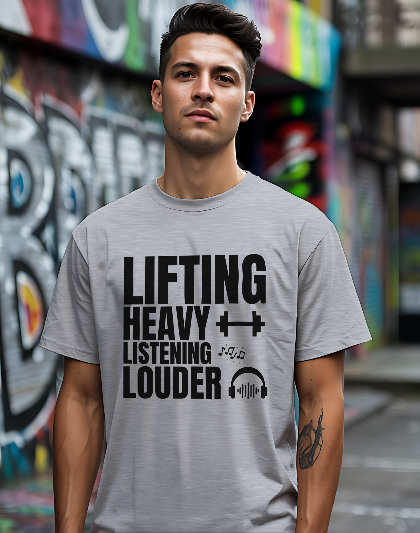 Lifting Heavy Listening Louder Tee 🏋️‍♂️ Music Workout Shirt