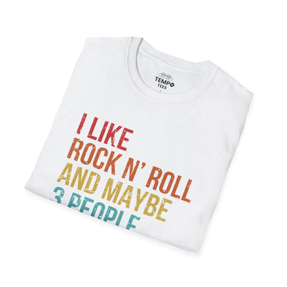 I Like Rock N' Roll and Maybe 3 People Tee 🎸 Funny Introverted Rock Shirt - Retro Design