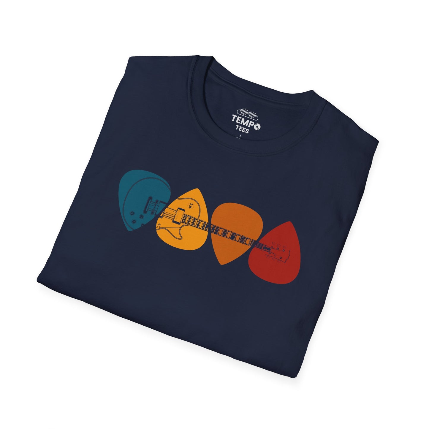 Colorful Guitar Picks Tee 🎸 Minimalist Guitarist Shirt - Music Lover Gift