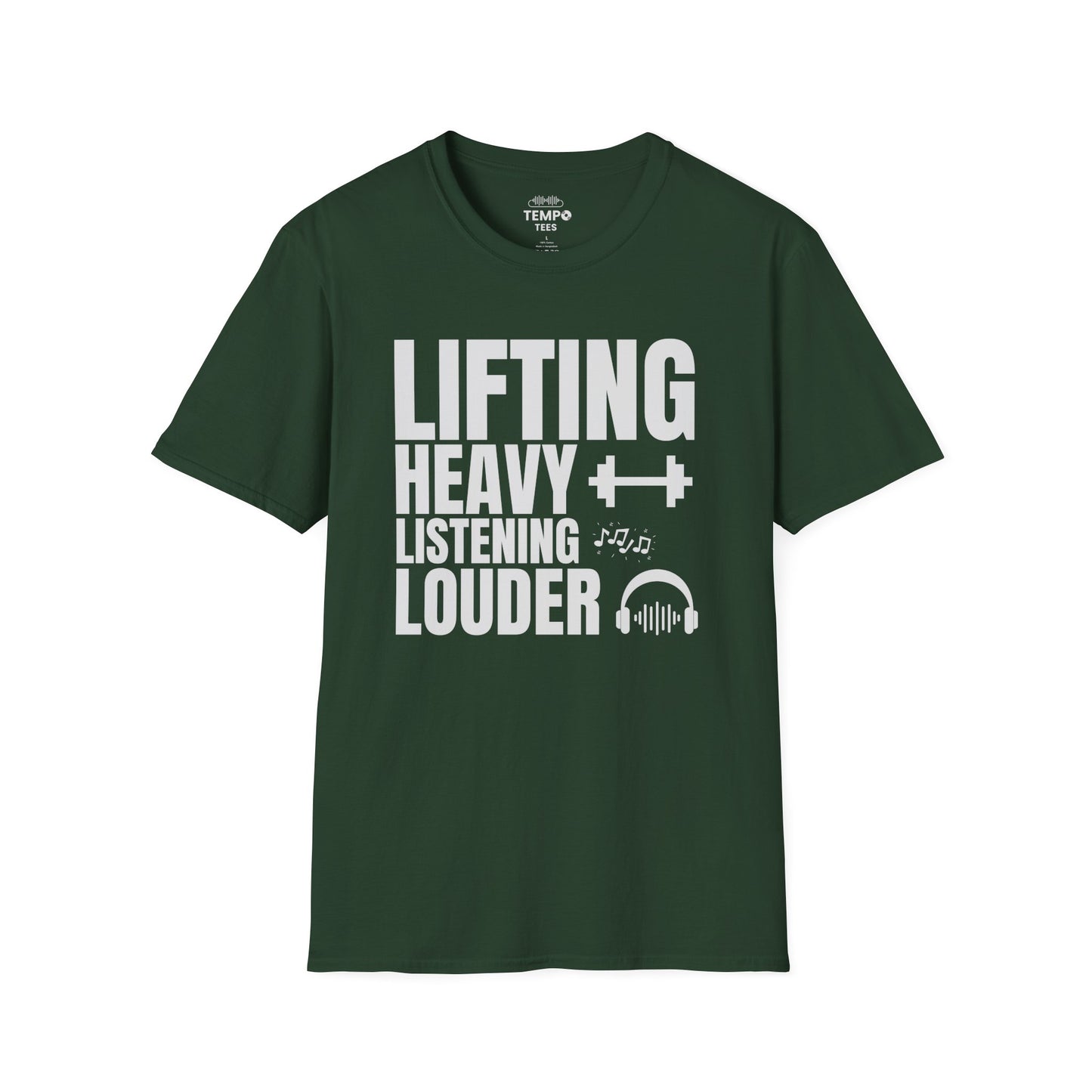 Lifting Heavy Listening Louder Tee 🏋️‍♂️ Music Workout Shirt