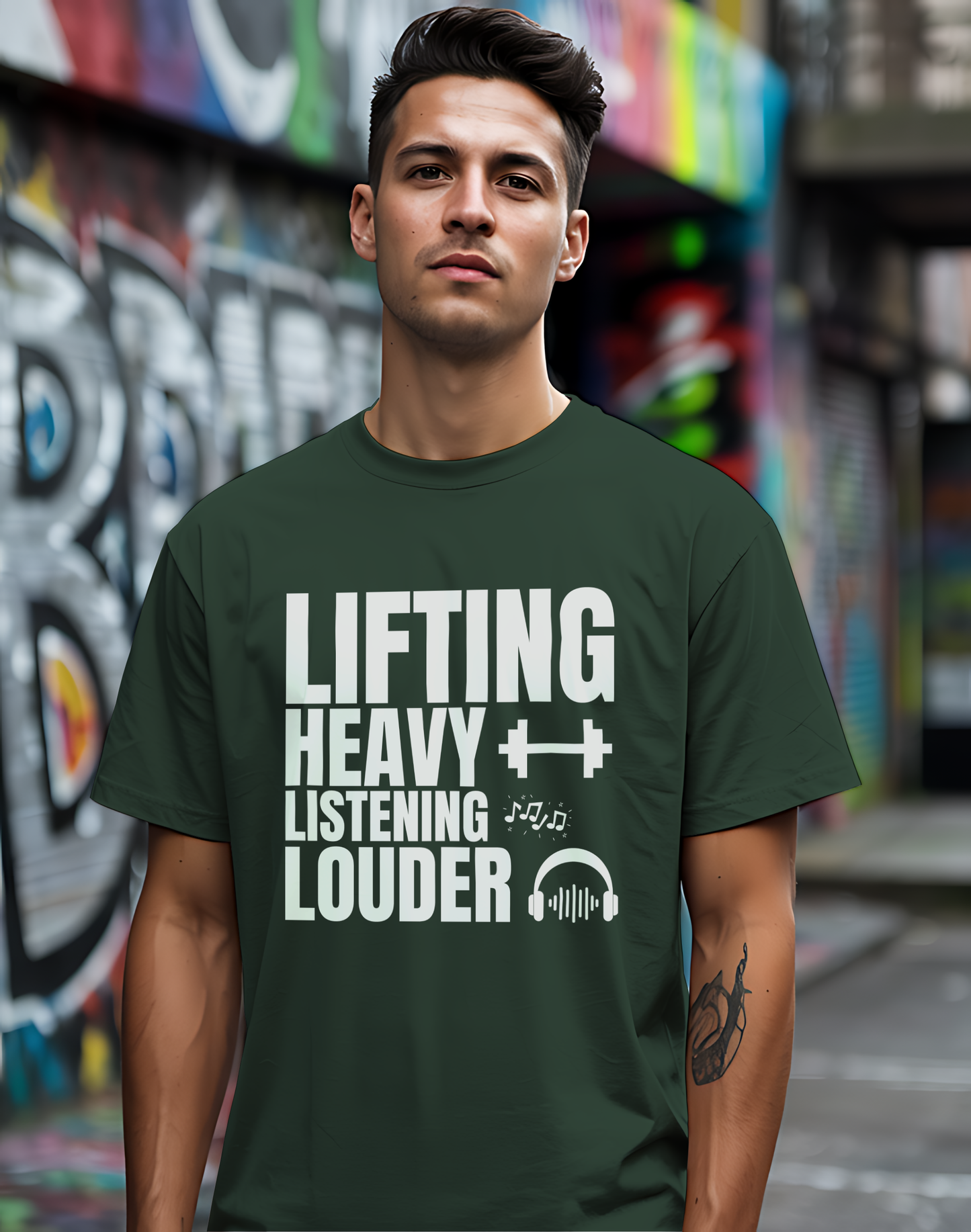 Lifting Heavy Listening Louder Tee 🏋️‍♂️ Music Workout Shirt