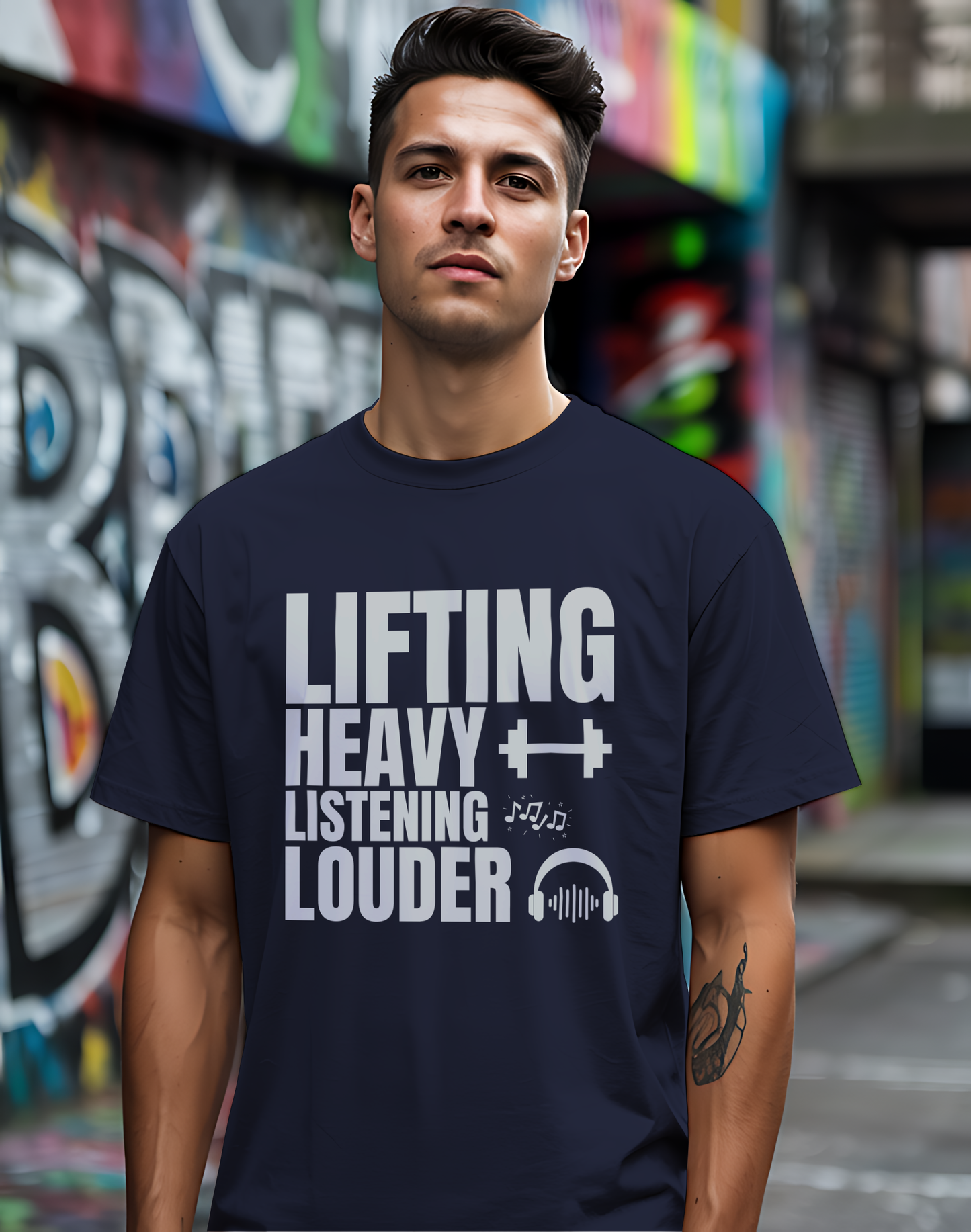 Lifting Heavy Listening Louder Tee 🏋️‍♂️ Music Workout Shirt