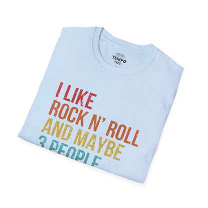 I Like Rock N' Roll and Maybe 3 People Tee 🎸 Funny Introverted Rock Shirt - Retro Design