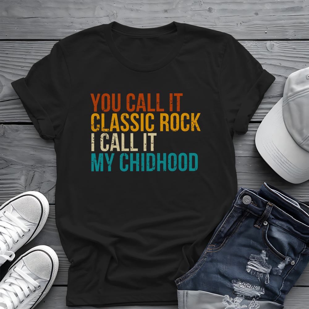 Classic Rock Childhood Tee 🎶 Funny Retro Music Shirt