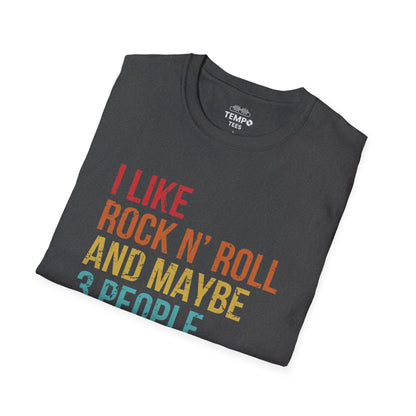 I Like Rock N' Roll and Maybe 3 People Tee 🎸 Funny Introverted Rock Shirt - Retro Design