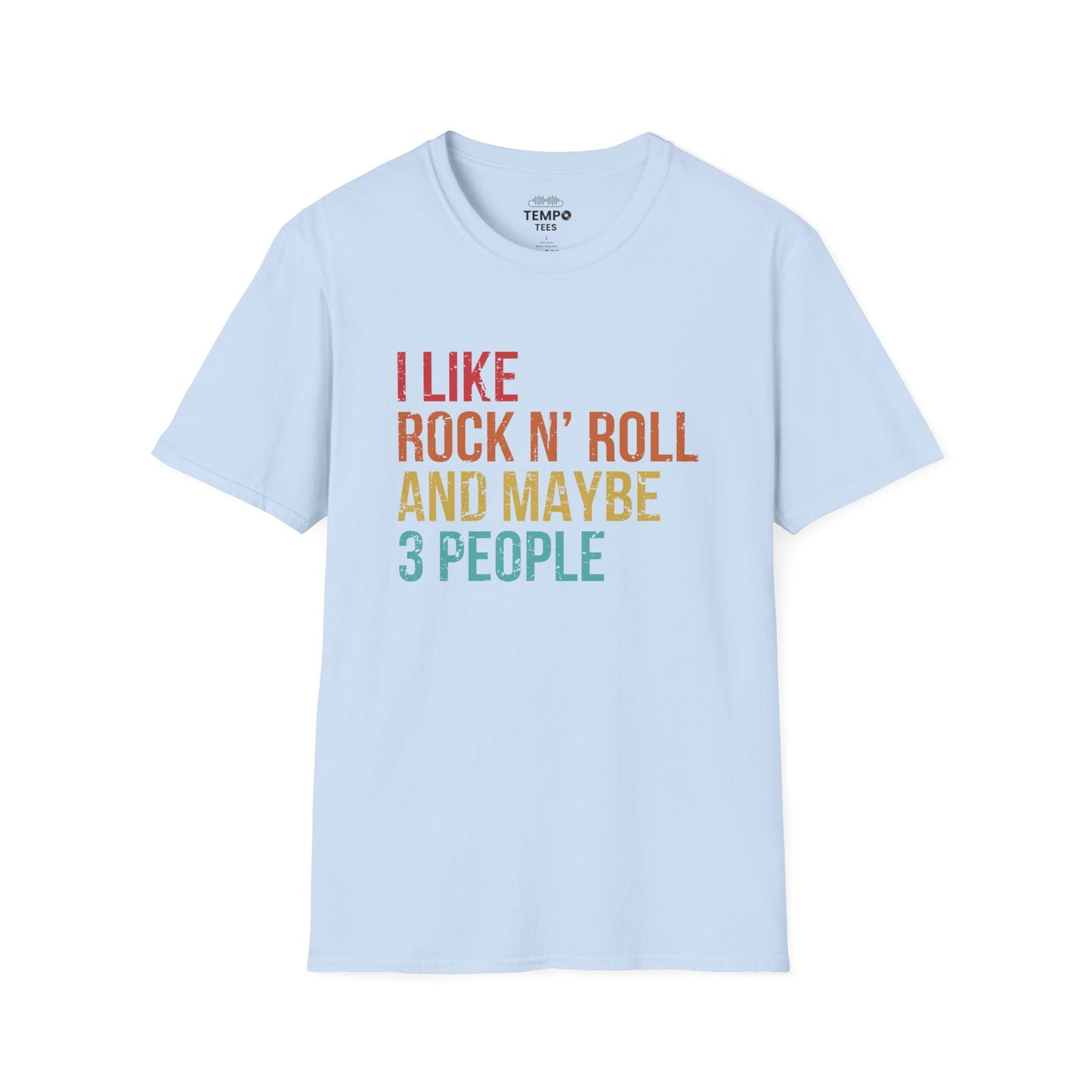 I Like Rock N' Roll and Maybe 3 People Tee 🎸 Funny Introverted Rock Shirt - Retro Design