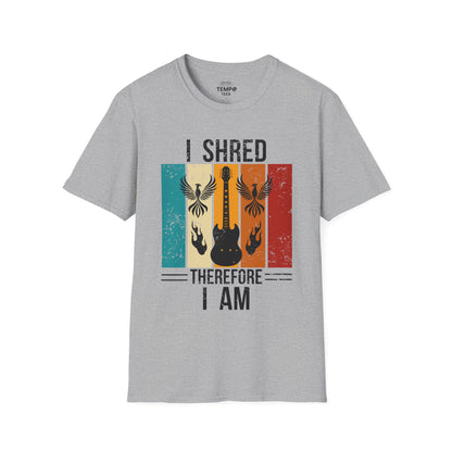 I Shred Therefore I Am T-Shirt 🎸 Retro Guitar Philosophy Shirt