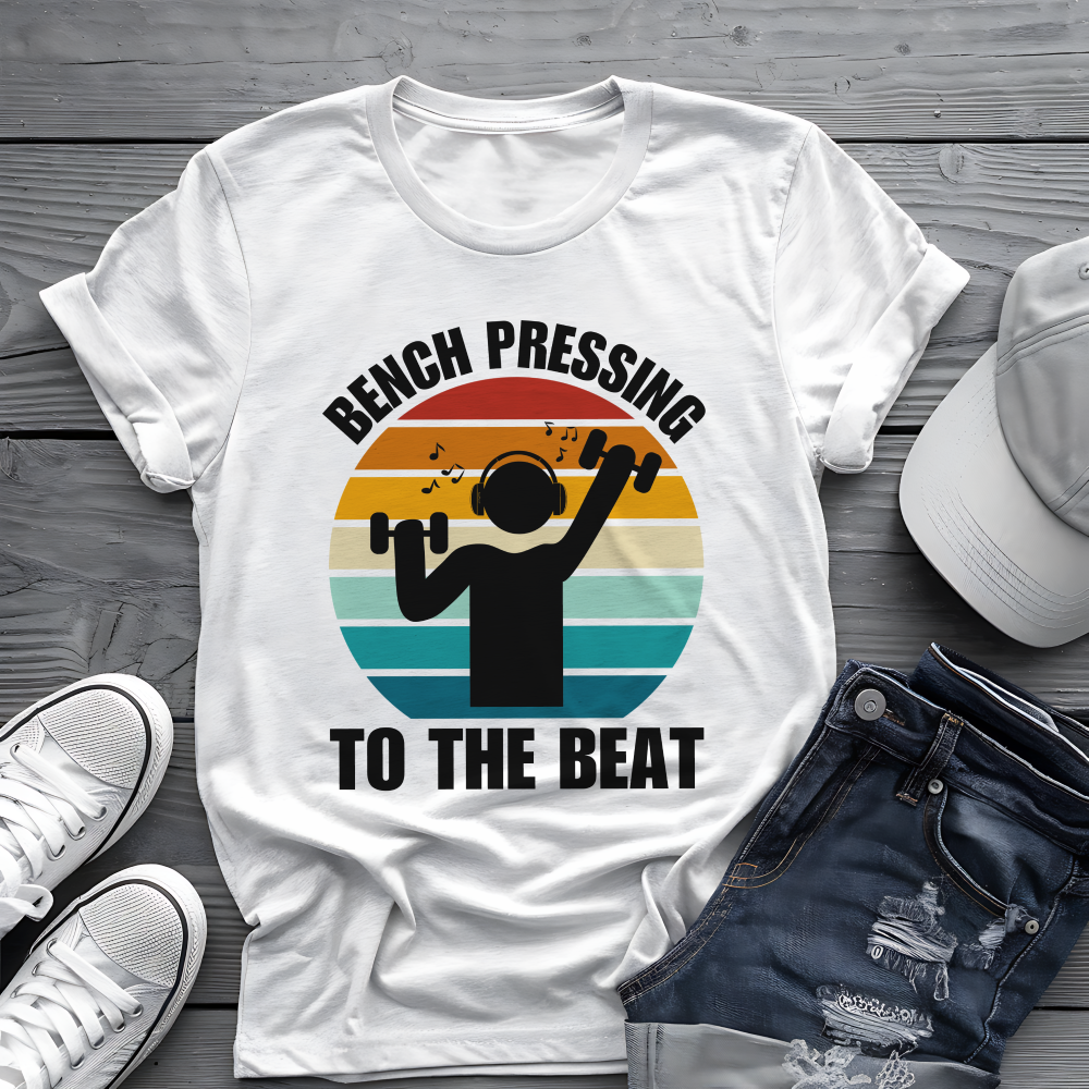 Bench Press Beat Tee 🏋️‍♂️ Music Workout Shirt