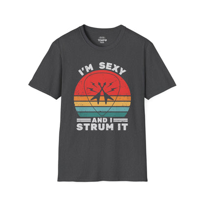 I'm Sexy and I Strum It Tee 🎸 Retro Guitar Pick Shirt - Funny Musician Gift