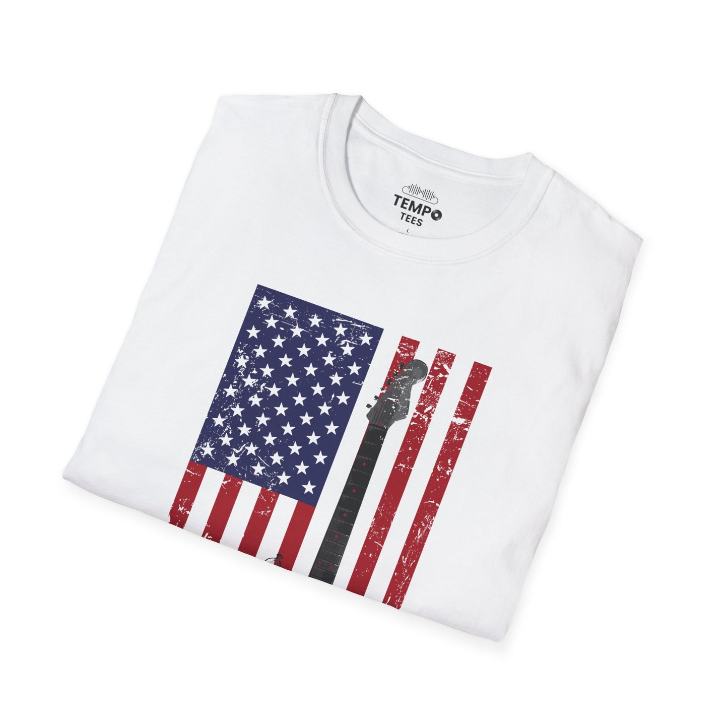 American Flag Guitar Tee 🎸 Patriotic Music Shirt - USA Guitarist Gift